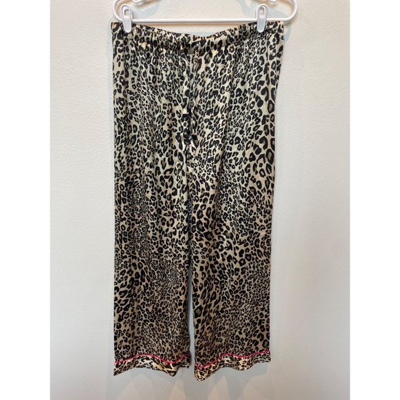 Victoria's Secret Leopard Print Satin Top & Bottom Pajama Set Tan Women's Size L - Picture 7 of 8